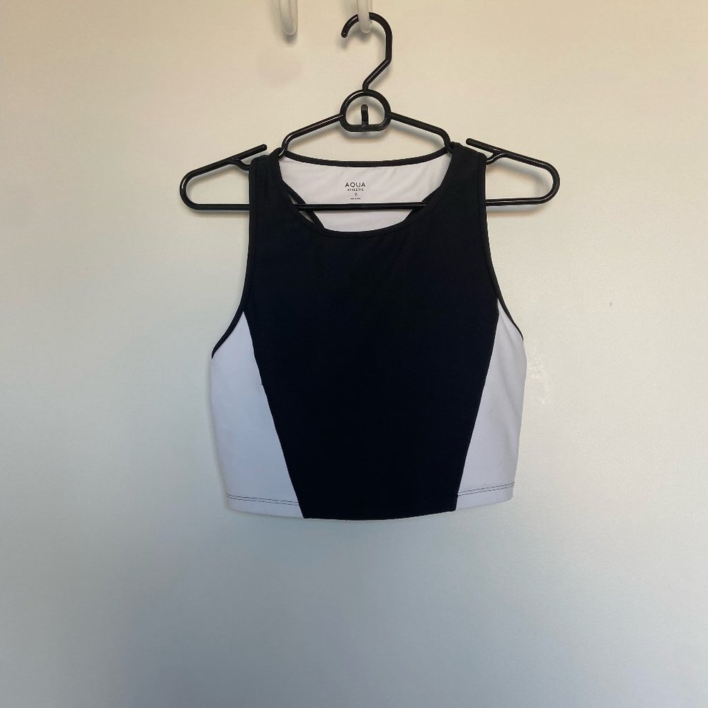AQUA Athletic Color Blocked Sports Bra - Size Medium